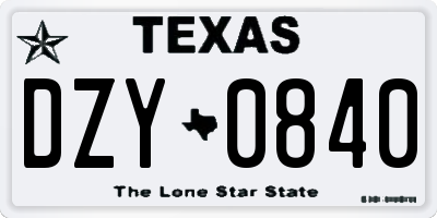 TX license plate DZY0840