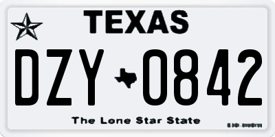 TX license plate DZY0842
