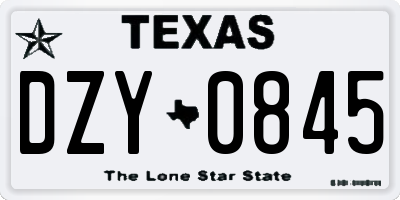 TX license plate DZY0845