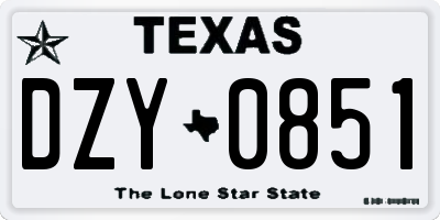 TX license plate DZY0851