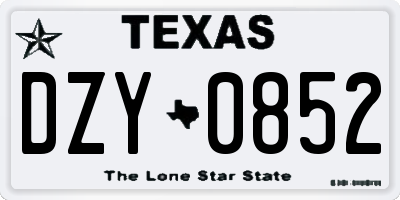 TX license plate DZY0852