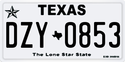 TX license plate DZY0853