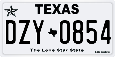 TX license plate DZY0854