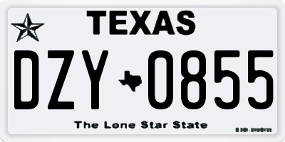 TX license plate DZY0855