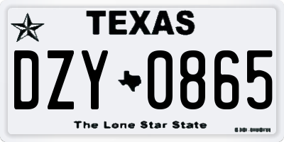 TX license plate DZY0865