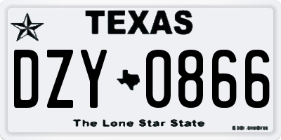 TX license plate DZY0866