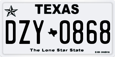 TX license plate DZY0868