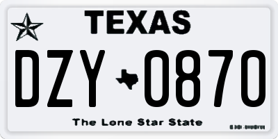 TX license plate DZY0870