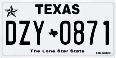 TX license plate DZY0871