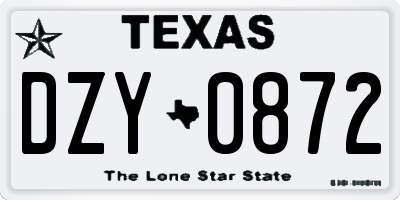 TX license plate DZY0872