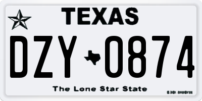 TX license plate DZY0874