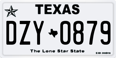 TX license plate DZY0879