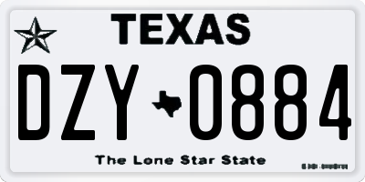 TX license plate DZY0884