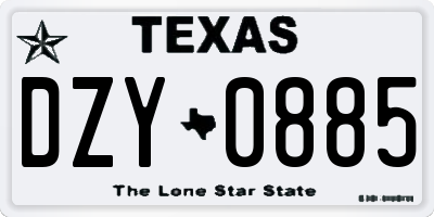 TX license plate DZY0885