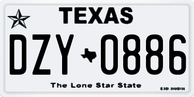 TX license plate DZY0886