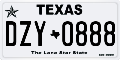 TX license plate DZY0888