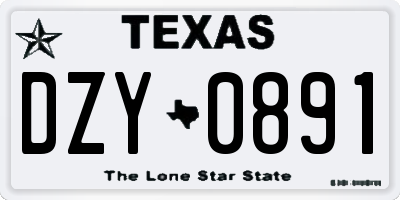 TX license plate DZY0891