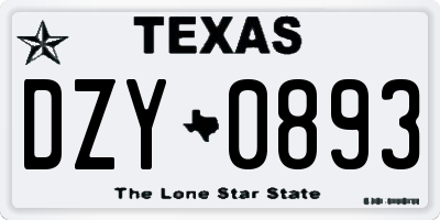 TX license plate DZY0893