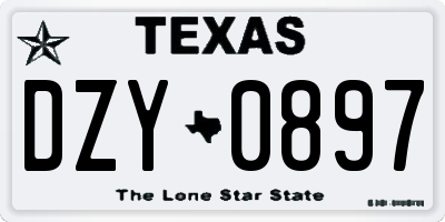 TX license plate DZY0897