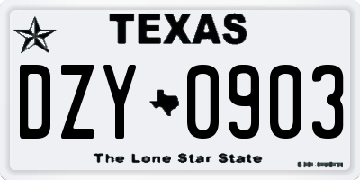 TX license plate DZY0903