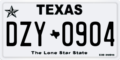TX license plate DZY0904