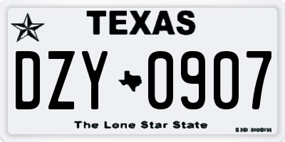 TX license plate DZY0907