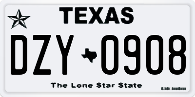 TX license plate DZY0908