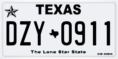 TX license plate DZY0911