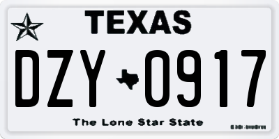 TX license plate DZY0917