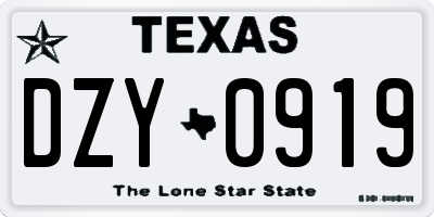 TX license plate DZY0919