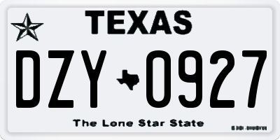 TX license plate DZY0927