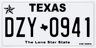 TX license plate DZY0941