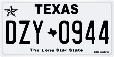 TX license plate DZY0944