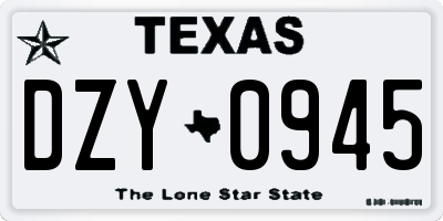 TX license plate DZY0945