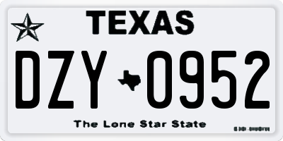 TX license plate DZY0952