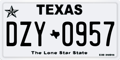 TX license plate DZY0957