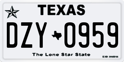 TX license plate DZY0959