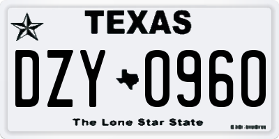 TX license plate DZY0960