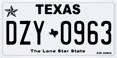 TX license plate DZY0963