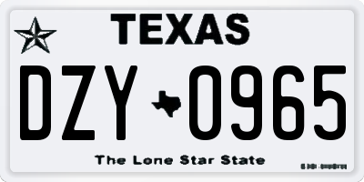 TX license plate DZY0965