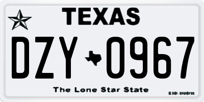 TX license plate DZY0967