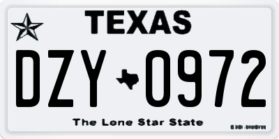 TX license plate DZY0972