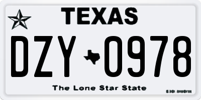 TX license plate DZY0978