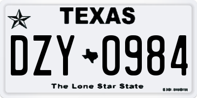 TX license plate DZY0984
