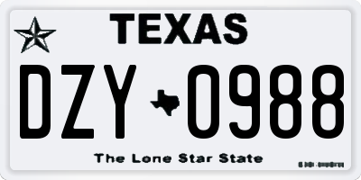 TX license plate DZY0988