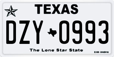 TX license plate DZY0993