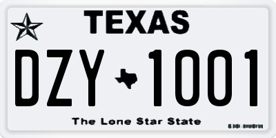 TX license plate DZY1001