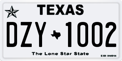 TX license plate DZY1002