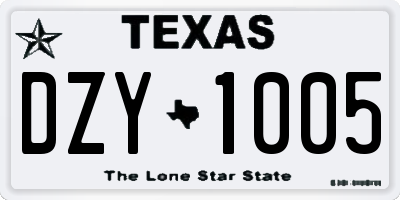 TX license plate DZY1005