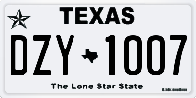 TX license plate DZY1007